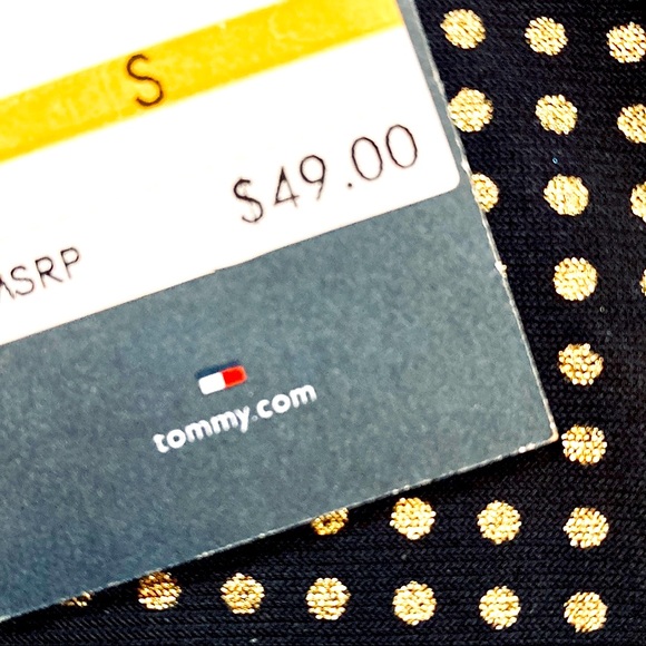 T04 Tommy Hilfiger Black Gold Gathered Short Sleeve Shirt - Picture 3 of 16